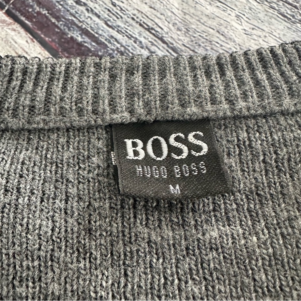 Vintage Hugo Boss Ribbed Cotton Knit Gray Sweater - Picture 7 of 9